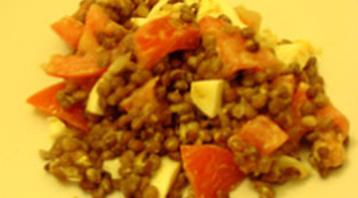 Photo recette Salade aux lentilles, tomates et oeufs